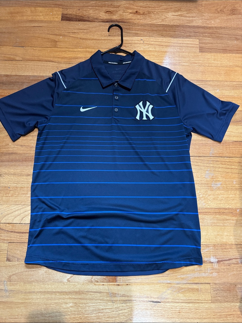 Nike Navy New York Yankees Golf Striped Performance Polo - Large